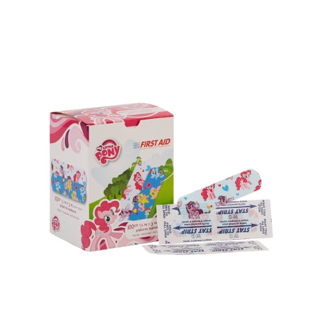 Dukal Adhesive Strip American® White Cross Stat Strip® 3/4 X 3 Inch Plastic Rectangle Kid Design (My Little Pony) Sterile - Box of 100 - 10848-BX