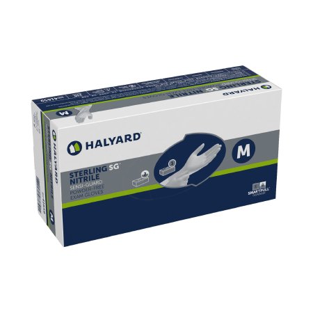 O&M Halyard Inc Exam Glove STERLING SG® Medium NonSterile Nitrile Standard Cuff Length Textured Fingertips Silver Chemo Tested - Case of 10 - 41659-CS