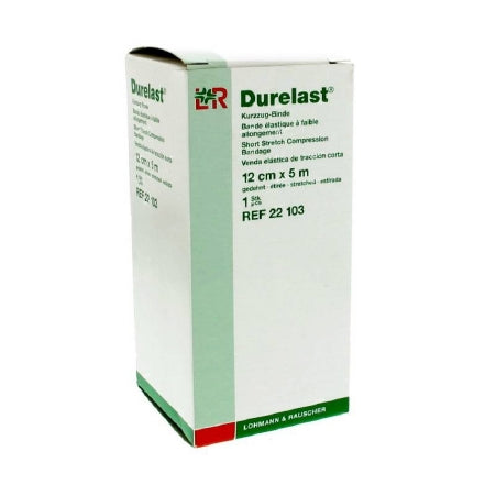 Lohmann & Rauscher Compression Bandage Durelast® 4-7/10 Inch X 5-1/2 Yard Clip Detached Closure Tan NonSterile High Compression - Case of 54 - 22103-CS