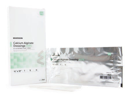 McKesson Silver Alginate Dressing McKesson 3/4 X 12 Inch Rope Sterile - Case of 50 - 3560-CS