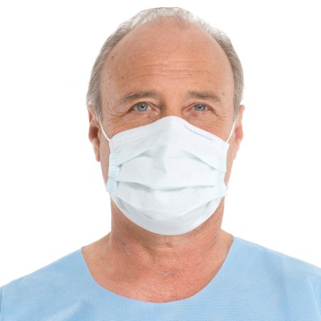 O&M Halyard Inc Surgical Mask FluidShield Anti-fog Foam Pleated Earloops One Size Fits Most White NonSterile ASTM Level 1 Adult - Case of 500 - 41802-CS