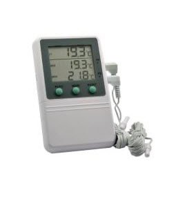 PANTek Technologies LLC Digital Refrigerator / Freezer Thermometer with Alarm Time-Date Stamp Fahrenheit / Celsius -58Â° to +158Â°F (-50Â° to +70Â°C) 2 External Probes Desk / Wall / Door Mount Battery Operated - Each - ACC821DIG2-EA