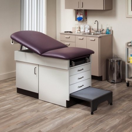 Clinton Industries Family Practice Exam Table with Step Stool Fixed Height - Each - 8890-3BK-1SG-2SG-5B-EA