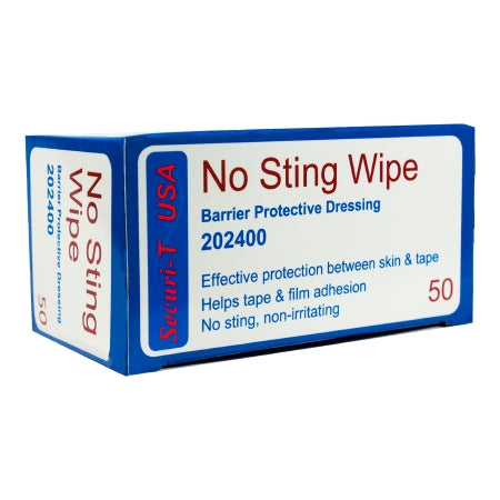 Securi-T Skin Barrier Wipe Securi-T™ No Sting 100% Strength Hexamethyldisiloxane Individual Packet NonSterile - Box of 50 - 202400-BX