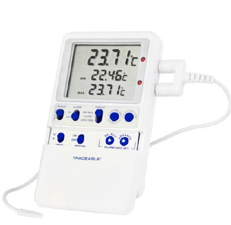 Cole-Parmer Inst. Digital Ultra-Low Freezer Thermometer Traceable® Platinum High-Accuracy Fahrenheit / Celsius -148° to +158°F (-100° to +70°C) Bullet Probe Multiple Mounting Options Battery Operated - Each - 37804-05-EA