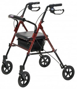 Graham-Field 4 Wheel Rollator Lumex® Set N' Go Burgundy Adjustable Height / Wide / Folding Aluminum Frame - Each - RJ4718R-EA