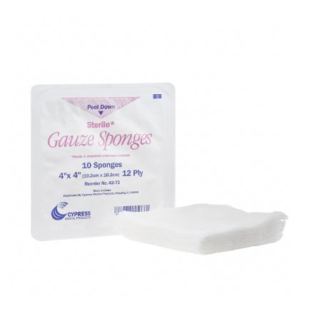 McKesson Medical Surgical Gauze Sponge McKesson 4 X 4 Inch 10 per Tray Sterile 12-Ply Square - Case of 1280 - 42-72-CS