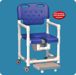 IPU Commode / Shower Chair Elite Fixed Arms PVC Frame With Backrest 325 lbs. Weight Capacity - Each - ELT817 PFR B-EA