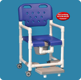 IPU Commode / Shower Chair Elite Fixed Arms PVC Frame With Backrest 325 lbs. Weight Capacity - Each - ELT817 PFR G-EA