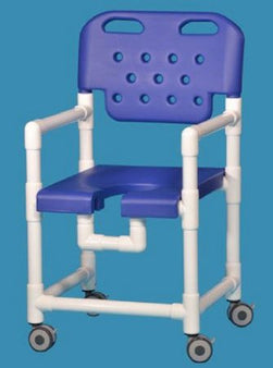 IPU Commode / Shower Chair Elite Fixed Arms PVC Frame With Backrest 325 lbs. Weight Capacity - Each - ELT817 PFR R-EA
