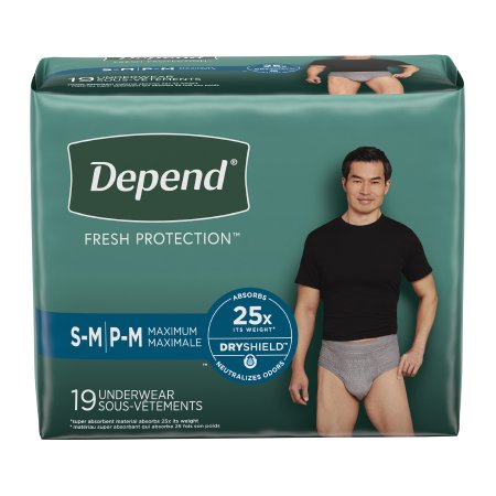 Kimberly Clark Male Adult Absorbent Underwear Depend® FIT-FLEX® Pull On with Tear Away Seams Small / Medium Disposable Heavy Absorbency - Case of 38 - 43616-CS
