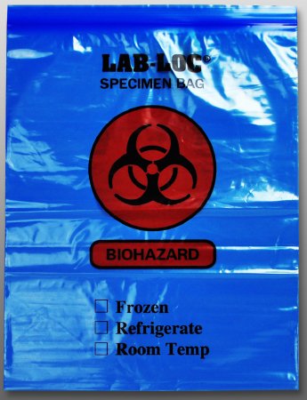 Elkay Plastics Specimen Transport Bag Lab-Loc® 12 X 15 Inch Zip Closure Biohazard Symbol / Storage Instructions NonSterile - Case of 1000 - LAB221215BE-CS