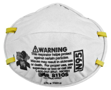 3M Particulate Respirator Mask 3M™ Industrial N95 Cup Elastic Strap Small White NonSterile Not Rated Adult - Case of 160 - 8110S-CS