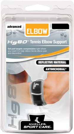 Mueller Sports Medicine Elbow Brace Hg80™ Small / Medium Tennis Left or Right Elbow Black - Each - 79018-EA