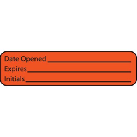 Precision Dynamics Pre-Printed / Write On Label MedVision® Advisory Label Orange Paper DATE OPENED____/EXPIRE___/Initials Black Quality Control Label 5/16 X 1-1/4 Inch - Roll of 1 - MV01FO1939-RL