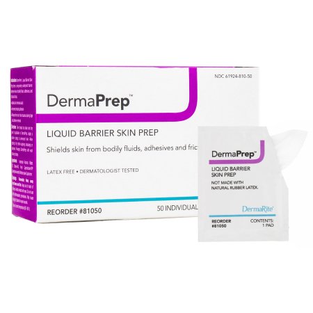 DermaRite Industries Skin Barrier Wipe DermaPrep™ 60% Strength Isopropyl Alcohol Individual Packet NonSterile - Box of 50 - 81050-BX