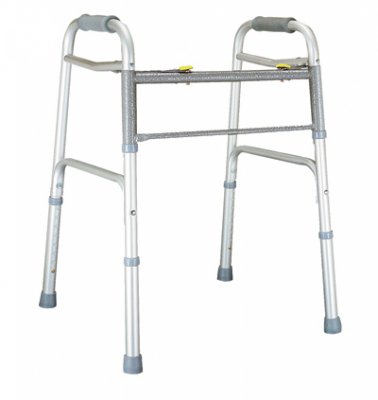 Graham-Field Bariatric Dual Release Folding Walker with Wheels Adjustable Height Lumex® Imperial Collection Aluminum Frame 600 lbs. Weight Capacity 33 to 40 Inch Height - Each - 604070W-1-EA