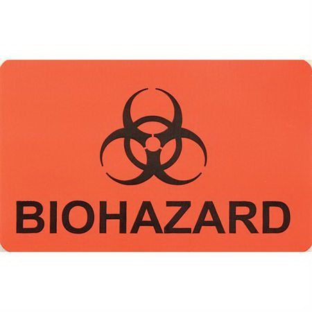 Market Lab Inc Pre-Printed Label Warning Label Red Paper Biohazard Black Biohazard 1-3/4 X 2-3/4 Inch - Pack of 1000 - 1022-PK