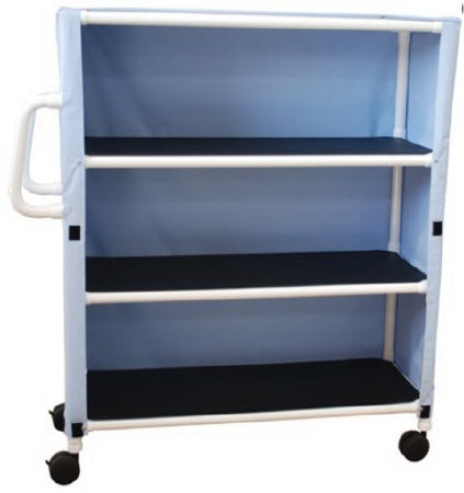 MJM International Linen Cart with Cover 3 Shelves 125 lbs. per Shelf Weight Capacity PVC 4 Inch Twin Casters - Each - 345-3C-4-EA