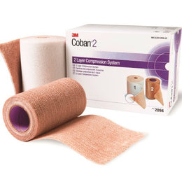 3M 2 Layer Compression Bandage System 3M™ Coban™ 2 2-9/10 Yard X 4 Inch / 4 Inch X 5-1/10 Yard Self-Adherent / Pull On Closure Tan / White NonSterile 35 to 40 mmHg - Case of 8 - 2094N-CS