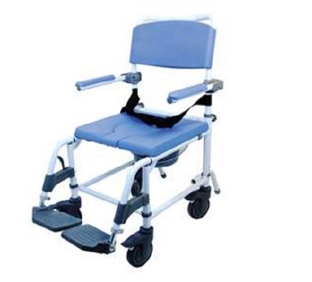 Alimed Commode / Shower Chair Healthline® Flip-Back Arms Aluminum Frame With Backrest 26-1/4 Inch Seat Width 300 lbs. Weight Capacity - Each - 713398-EA