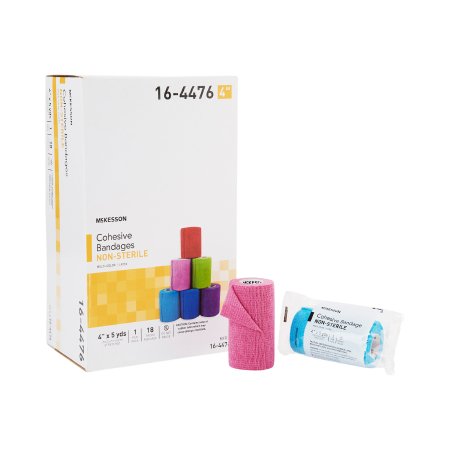 McKesson Cohesive Bandage McKesson 4 Inch X 5 Yard Self-Adherent Closure Purple / Pink / Green / Light Blue / Royal Blue / Red NonSterile Standard Compression - Roll of 1 - 16-4476-RL
