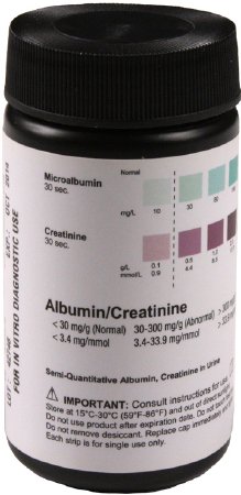 Germaine Laboratories Inc Reagent AimStrip® Renal / General Chemistry Microalbumin / Creatinine For Visual Read Only 25 Tests 25 per Bottle - Box of 1 - 52255-BX