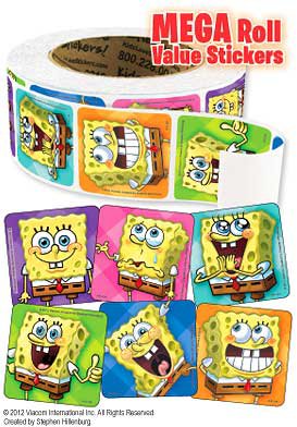 Medibadge Disney® 1000 per Unit SpongeBob Faces Mega Sticker - Roll of 1 - VL124X-RL