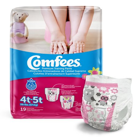 Attends Healthcare Products Female Toddler Training Pants Comfees® Pull On with Tear Away Seams Size 4T to 5T Disposable Moderate Absorbency - Case of 114 - CMF-G4-CS