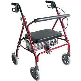 Patterson Medical Supply Bariatric 4 Wheel Rollator DMI® Burgundy Adjustable Height / Wide / Folding Steel Frame - Each - 081584853-EA