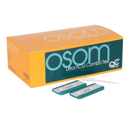 Sekisui Diagnostics Reproductive Health Test Kit OSOM® Ultra hCG Combo Fertility Test hCG Pregnancy Test Serum / Urine Sample 25 Tests CLIA Waived - Case of 20 - 1004-CS