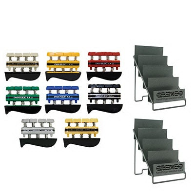 Fabrication Enterprises Hand / Finger Exerciser Set with Rack CanDo® Digi-Flex® Tan / Yellow / Red / Green / Blue / Black / Silver / Gold - ST/1 - 10-0759-ST
