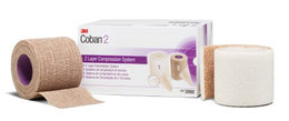 3M 2 Layer Compression Bandage System 3M™ Coban™ 2 2 Inch X 1-3/10 Yard / 2 Inch X 3 Yard Self-Adherent Closure Tan / White NonSterile 35 to 40 mmHg - Case of 8 - 2092-CS