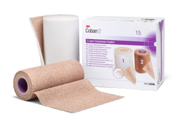 3M 2 Layer Compression Bandage System 3M™ Coban™ 2 6 Inch X 3-4/5 Yard / 6 Inch X 4-9/10 Yard Self-Adherent Closure Tan / White NonSterile 35 to 40 mmHg - Case of 8 - 20096-CS