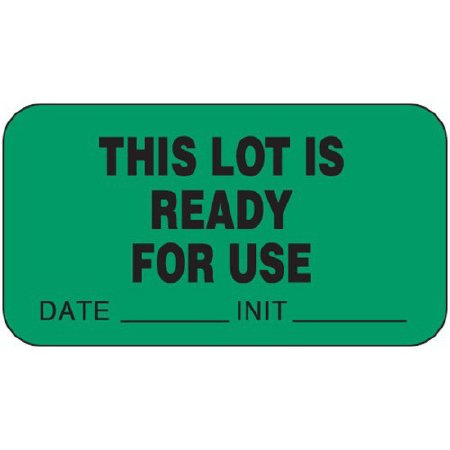 PDC Healthcare Pre-Printed Label pdc® Advisory Label Green Paper THIS LOT IS READY FOR USE/DATE__INIT__ Black Alert Label 7/8 X 1-5/8 Inch - Roll of 1000 - 59704160-RL