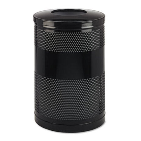 Rubbermaid® Commercial Classics Perforated Open Top Receptacle, 51 gal, Steel, Black - Each - RCP-S55ETBK-EA