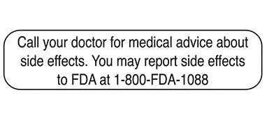 Health Care Logistics Pre-Printed Label Indeed Advisory Label White Paper Call Your Doctor for Medical Advice About Side Effects. You May Report Side Effects to FDA at 1-800-FDA-1088 Black Alert Label 3/8 X 1-5/8 Inch - Pack of 1000 - 2101-PK