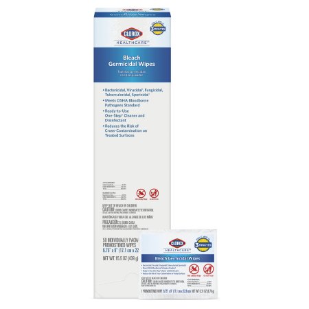 The Clorox Company Clorox Healthcare® Surface Disinfectant Premoistened Germicidal Manual Pull Wipe 50 Count Individual Packet Fruity Floral Bleach Scent NonSterile - CT/50 - 31424-CT
