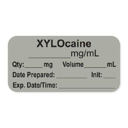 Precision Dynamics Drug Label PDC® Anesthesia Label Xylocaine _mg/mL Qty: _mg Volume_mL Gray 3/4 X 1-1/2 Inch - Roll of 500 - LAN-2-105-RL