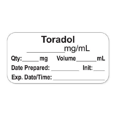 Precision Dynamics Drug Label PDC® Anesthesia Label Toradol _mg/mL Qty:_mg Volume_mL White 3/4 X 1-1/2 Inch - Roll of 500 - LAN-2-201-RL