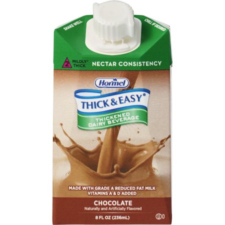 Hormel Food Sales Thickened Beverage Thick & Easy® Dairy 8 oz. Carton Chocolate Flavor Liquid IDDSI Level 2 Mildly Thick - Case of 27 - 72447-CS