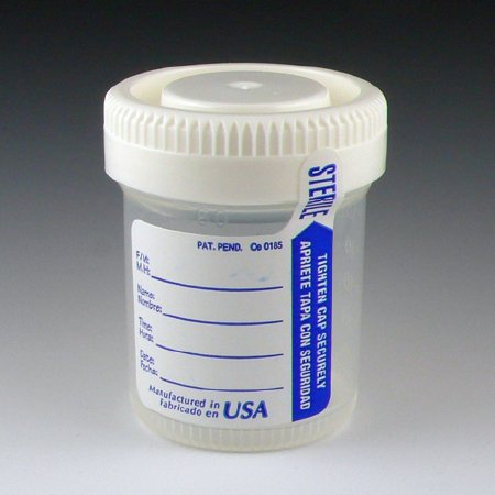 Globe Scientific Specimen Container with Temperature Strip Tite-Rite™ 60 mL (2 oz.) Screw Cap Patient Information Sterile - Case of 500 - 6523TP-CS