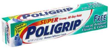 Glaxo Consumer Products Denture Adhesive Super Poligrip® Free Cream 2.4 oz. - Each - 31015806204-EA