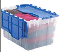 Akro-Mils Attached Lid Container KeepBox Clear / Blue Plastic 12-1/2 X 15-1/4 X 21-1/2 Inch - CT/6 - 66486CLDBL-CT