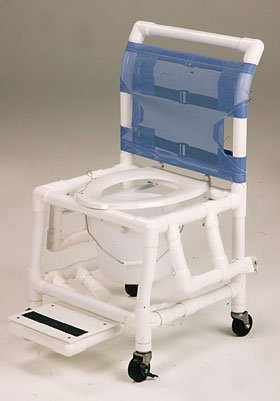 Alimed Commode / Shower Chair Healthline® Deluxe Without Arms PVC Frame With Backrest 18 Inch Seat Width 300 lbs. Weight Capacity - Each - 77262-EA