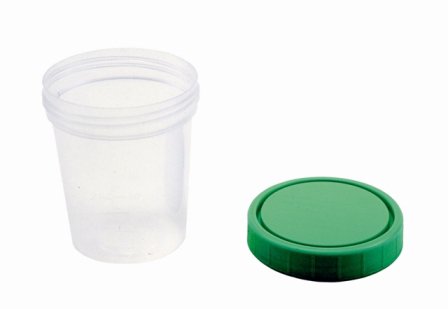 Amsino International Specimen Container AMSure® 120 mL (4 oz.) Screw Cap Patient Information Poly Bagged Sterile / Sterile Inside Only - Case of 100 - AS340-CS