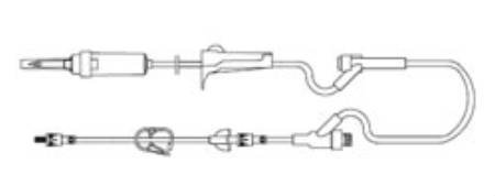 Amsino International Primary IV Administration Set AMSafe® Gravity 2 Ports 10 Drops / mL Drip Rate Without Filter 83 Inch Tubing Solution - Case of 50 - 108305-CS