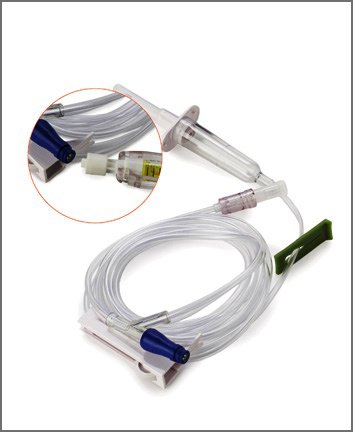 Healthfirst Primary IV Administration Set HealthFirst Gravity 2 Ports 15 Drops / mL Drip Rate Without Filter 84 Inch Tubing - Each - 1003280-EA