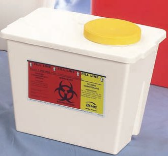 Bemis Healthcare Chemotherapy Waste Container Bemis™ Sentinel White Base 9 H X 7-3/4 W X 11-3/5 L Inch Vertical Entry 2 Gallon - Case of 30 - 202 004-CS