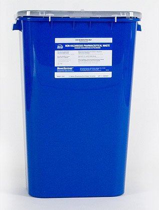 Bemis Healthcare Pharmaceutical Waste Container Bemis™ Sentinel Blue Base 22-1/2 H X 16-1/2 L X 11-13/16 W Inch Horizontal / Vertical Entry 11 Gallon - Case of 6 - 4011 050-CS